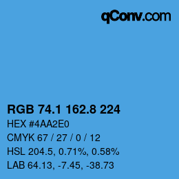 カラーコード: RGB 74.1 162.8 224 | qconv.com