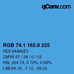 Color code: RGB 74.1 162.8 225 | qconv.com