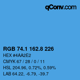 Color code: RGB 74.1 162.8 226 | qconv.com