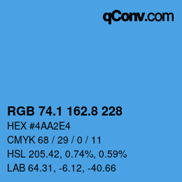 カラーコード: RGB 74.1 162.8 228 | qconv.com