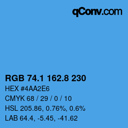 Color code: RGB 74.1 162.8 230 | qconv.com
