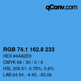 カラーコード: RGB 74.1 162.8 233 | qconv.com