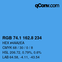 カラーコード: RGB 74.1 162.8 234 | qconv.com
