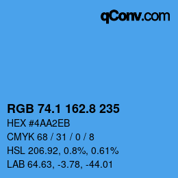 Color code: RGB 74.1 162.8 235 | qconv.com