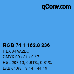 Color code: RGB 74.1 162.8 236 | qconv.com