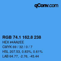 カラーコード: RGB 74.1 162.8 238 | qconv.com