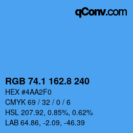 Color code: RGB 74.1 162.8 240 | qconv.com