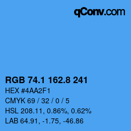 カラーコード: RGB 74.1 162.8 241 | qconv.com