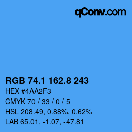 カラーコード: RGB 74.1 162.8 243 | qconv.com