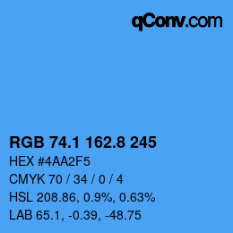 Farbcode: RGB 74.1 162.8 245 | qconv.com