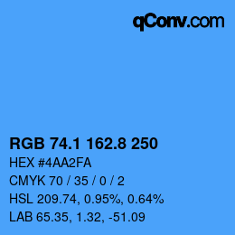 Color code: RGB 74.1 162.8 250 | qconv.com