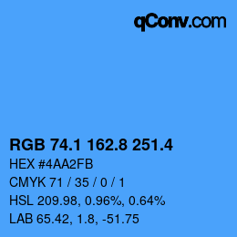 カラーコード: RGB 74.1 162.8 251.4 | qconv.com