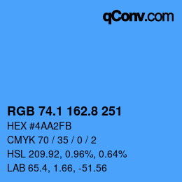 カラーコード: RGB 74.1 162.8 251 | qconv.com