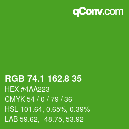 カラーコード: RGB 74.1 162.8 35 | qconv.com