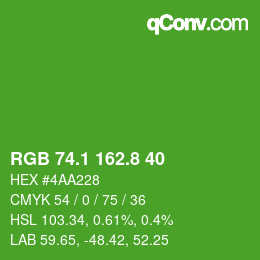 カラーコード: RGB 74.1 162.8 40 | qconv.com