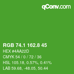 カラーコード: RGB 74.1 162.8 45 | qconv.com