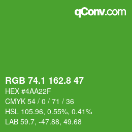 カラーコード: RGB 74.1 162.8 47 | qconv.com