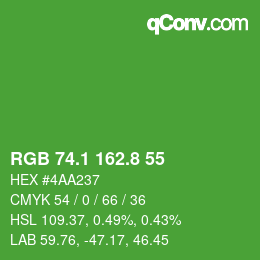 カラーコード: RGB 74.1 162.8 55 | qconv.com