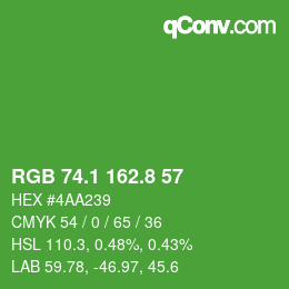 カラーコード: RGB 74.1 162.8 57 | qconv.com