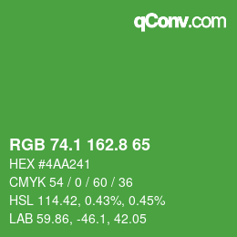 カラーコード: RGB 74.1 162.8 65 | qconv.com