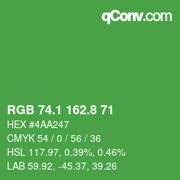カラーコード: RGB 74.1 162.8 71 | qconv.com