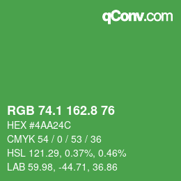 カラーコード: RGB 74.1 162.8 76 | qconv.com