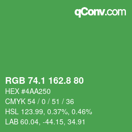 カラーコード: RGB 74.1 162.8 80 | qconv.com
