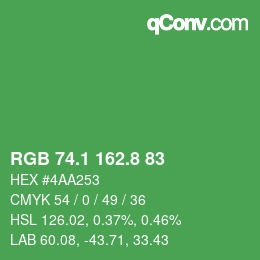カラーコード: RGB 74.1 162.8 83 | qconv.com