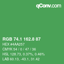 カラーコード: RGB 74.1 162.8 87 | qconv.com