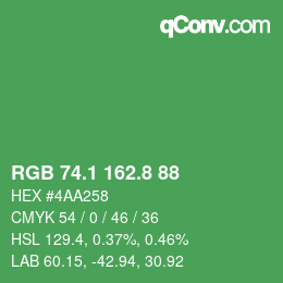 カラーコード: RGB 74.1 162.8 88 | qconv.com