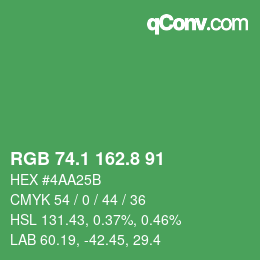 カラーコード: RGB 74.1 162.8 91 | qconv.com