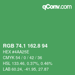 カラーコード: RGB 74.1 162.8 94 | qconv.com