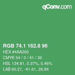 カラーコード: RGB 74.1 162.8 96 | qconv.com