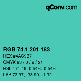 カラーコード: RGB 74.1 201 183 | qconv.com