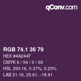 カラーコード: RGB 74.1 36 79 | qconv.com