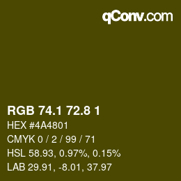 カラーコード: RGB 74.1 72.8 1 | qconv.com