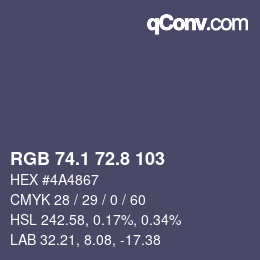 Code couleur: RGB 74.1 72.8 103 | qconv.com