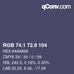 Color code: RGB 74.1 72.8 104 | qconv.com