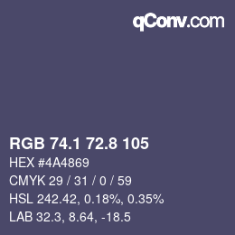 カラーコード: RGB 74.1 72.8 105 | qconv.com