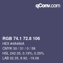 Color code: RGB 74.1 72.8 106 | qconv.com