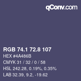 Color code: RGB 74.1 72.8 107 | qconv.com