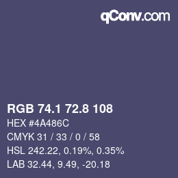Color code: RGB 74.1 72.8 108 | qconv.com