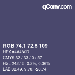 カラーコード: RGB 74.1 72.8 109 | qconv.com