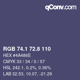 Color code: RGB 74.1 72.8 110 | qconv.com