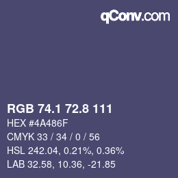 カラーコード: RGB 74.1 72.8 111 | qconv.com