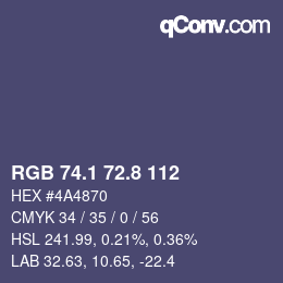 Color code: RGB 74.1 72.8 112 | qconv.com