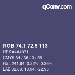 Farbcode: RGB 74.1 72.8 113 | qconv.com