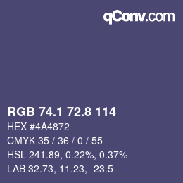 カラーコード: RGB 74.1 72.8 114 | qconv.com