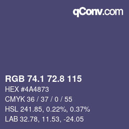 Color code: RGB 74.1 72.8 115 | qconv.com