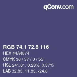 Color code: RGB 74.1 72.8 116 | qconv.com